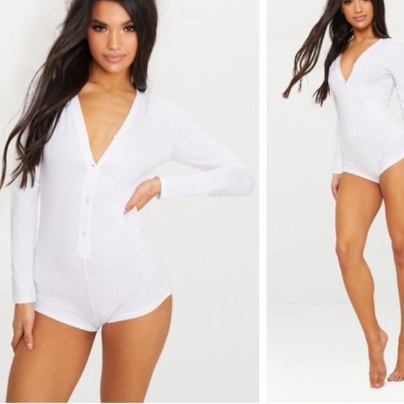 PrettyLittleThing White Bride I Do Slogan Romper women's size 6 wedding … - Picture 3 of 9